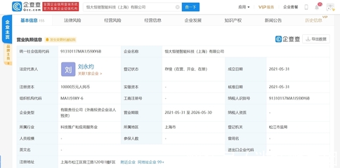 恒大新能源汽車布局智能科技，上海設(shè)立網(wǎng)絡(luò)技術(shù)新公司